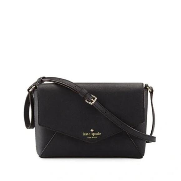 Kate Spade Women's Black Leather Cedar Street Small Envelope Crossbody Purse - Picture 1 of 9